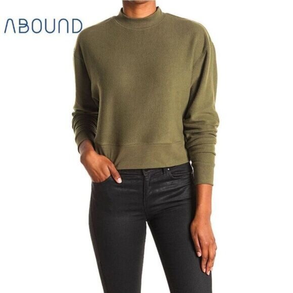 Women's Mock Neck Fleece Pullover‎ Sweater ABOUND NWT - Picture 1 of 5
